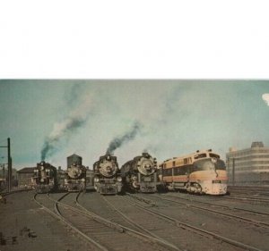 Seaboard Railroad Line Up Of Steam Power With One Diesel Washington DC Postcard