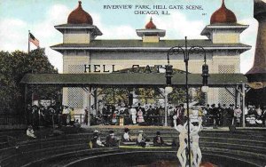 Hell Gate Scene Riverview Amusement Park Chicago Illinois 1910c postcard