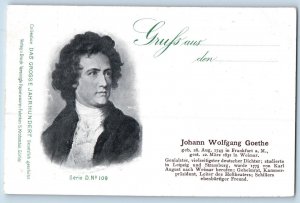 Frankfurt Germany Postcard Johann Wolfgang Goethe German Poet c1905 Antique