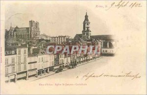Old Postcard Reims instead of erlon church St Jacques Cathedral (map 1900)