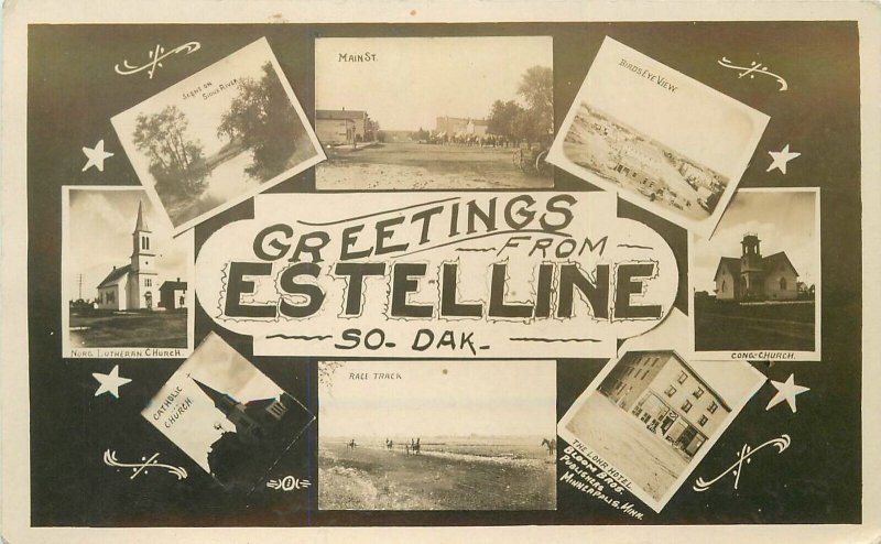 Postcard RPPC South Dakota Estelline multi-View 23-7376