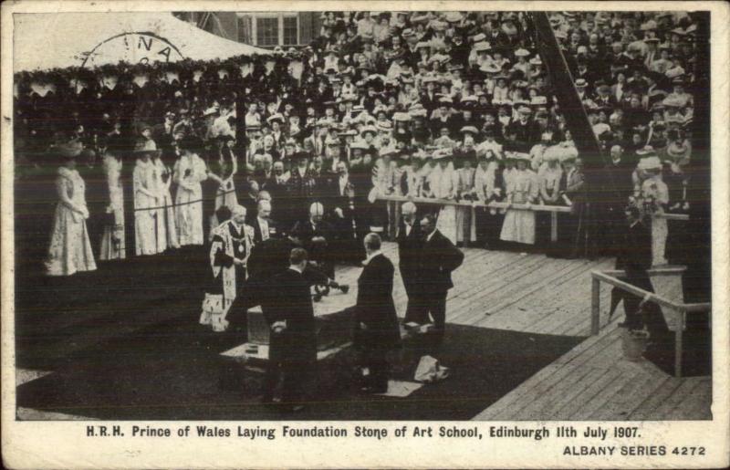 HRH Prince of Wales Laying Foundation Stone Edinburgh Art School 1907 PC