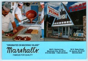 MACKINAW CITY, Michigan MI ~ Candy Makers MARSHALL'S FUDGE 4x6 Postcard