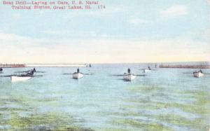 US Naval Training Station, Great Lakes IL, Boat Drill Vintage Postcard G21