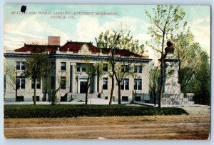 c1910's McClelland Public Library Columbus Monument Pueblo Colorado CO Postcard