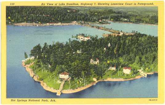 Lake Hamilton, Showing Lakeview Court, Hot Springs National Park, 1953 Linen