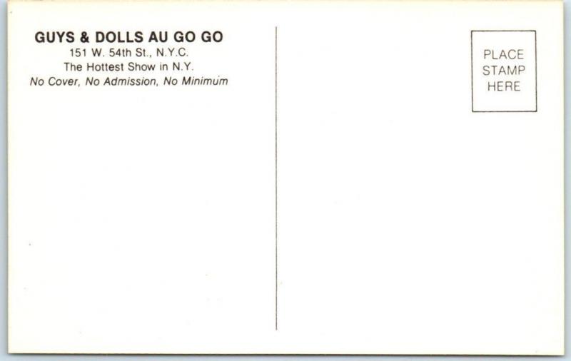 RISQUE NUDE ~ GUYS & DOLLS AU GO GO New York Hottest Show Strip Club? Postcard