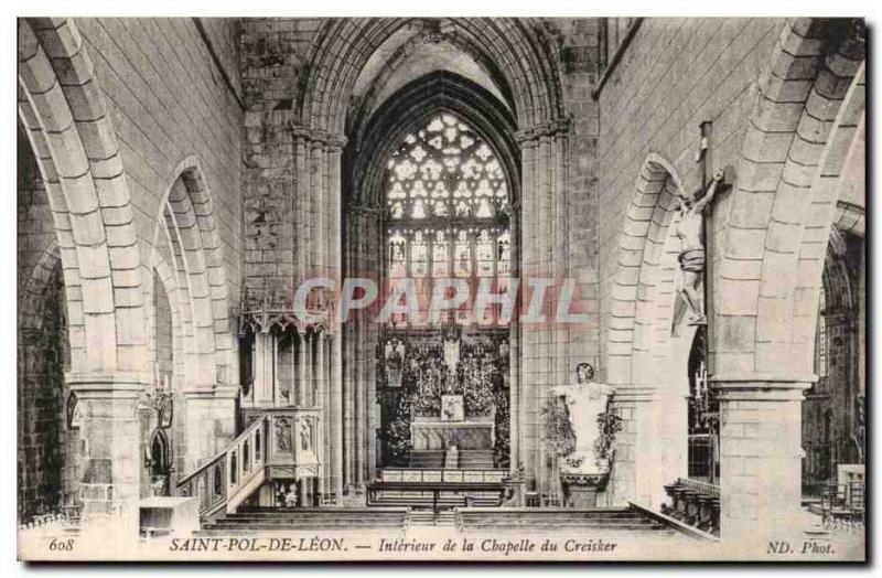 Saint pol de leon Old Postcard Interior of the Chapel of Creisker