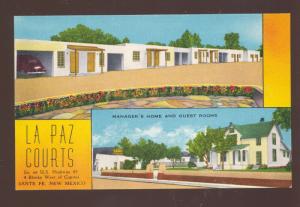 SANTA FE NEW MEXICO LA PAZ COURTS MOTEL VINTAGE LINEN ADVERTISING POSTCARD