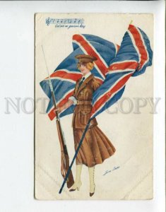 3161078 BRITISH Flag HYMN Woman Soldier by SAGER Vintage AN PC