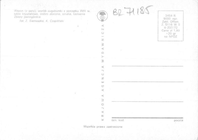 BR71185 wazon wyrob augsburski z poczatku   postcard art poland