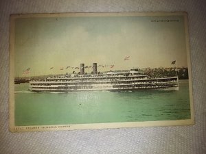 Steamer Hendrick Hudson 1913 Postcard RPO -goes Albany to NY - Football cancel