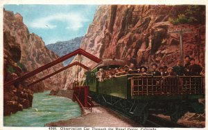 Vintage Postcard 1922 Observation Car Through The Royal Gorge Colorado CO