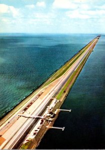 Netherlands Friesland Afsluitdijk With Monument