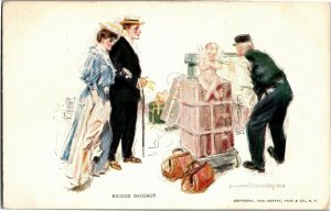 Travelers Trunk Excess Baggage Artist Howard C Christy Vintage Postcard A04
