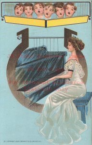 Arts & Crafts, P Schmidt No 12, Woman Playing Piano, Children Singing