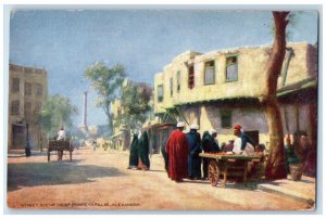 c1910 Street Scene Near Pompey's Pillar Alexandria Oilette Tuck Art Postcard