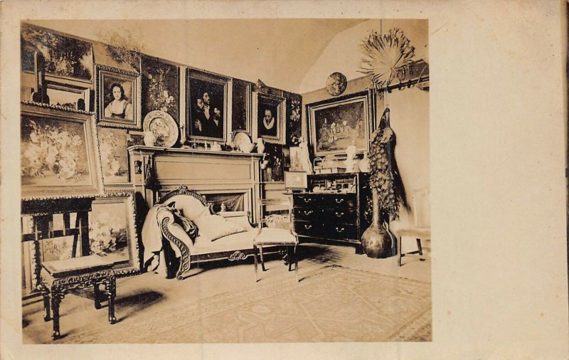 INTERIOR IMAGES OF EARLY 1900s ENGLISH HOME-NAME ON REVERSE-REAL PHOTO POSTCARDS