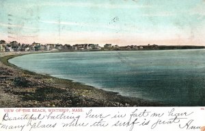 Vintage Postcard 1906 View of the Crescent-Shaped Beach Winthrop Massachusetts