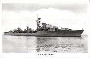 British Naval Ship HMS Defener Real Photo Postcard