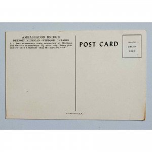 Ambassador Bridge Expressway Detroit MI Postcard