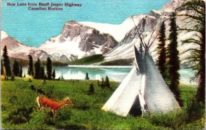 Canada Canadian Rockies Bow Lake from Banff-Jasper Highway Vintage Postcard C041