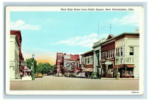 Vintage West high Street Main Cars Signs New Philadelphia, Ohio Postcard P5 