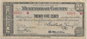 1933 Multinomah County, Oregon 25c Depression Script (65032)