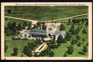 Oklahoma CLAREMORE Aerial View of Will Rogers Memorial Museum and Tomb - Linen