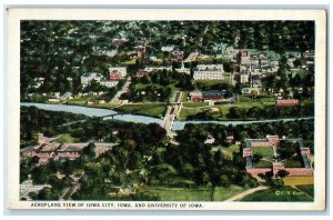 c1920's Aeroplane View University Of Iowa Bridge Lake Iowa City Iowa IA Postcard