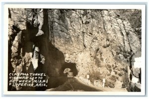 c1940's Claypool Tunnel View Highway 60 & 70 Miami AZ RPPC Photo Postcard