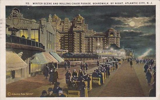 New Jersey Atlantic City Winter Scene And Rolling Chair Parade Boardwalk By N...