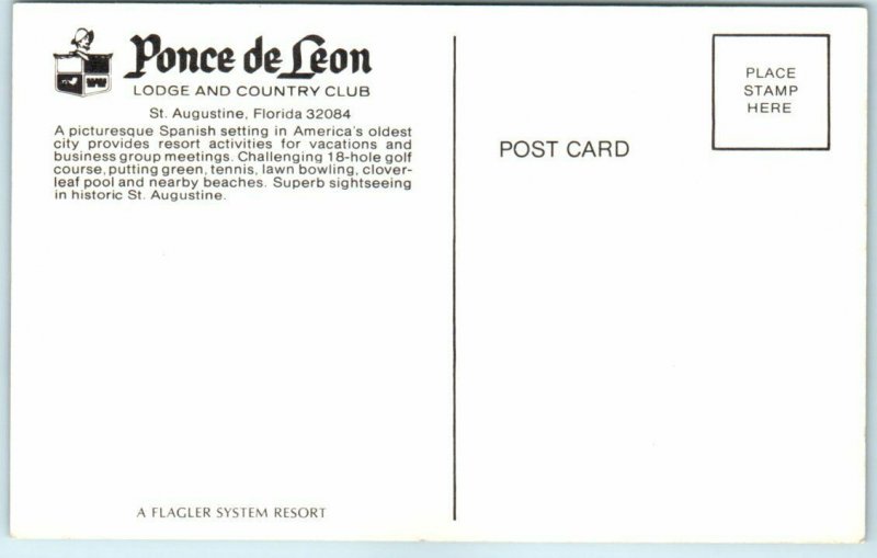 Postcard - Ponce de Leon Lodge and Country Club, St. Augustine, Florida 