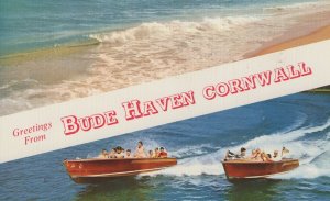 1960s Speedboats at Bude Haven Cornwall Postcard