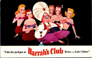 Advertisement Postcard Harrah's Club Casino Reno and Lake Tahoe Stateline Nevada