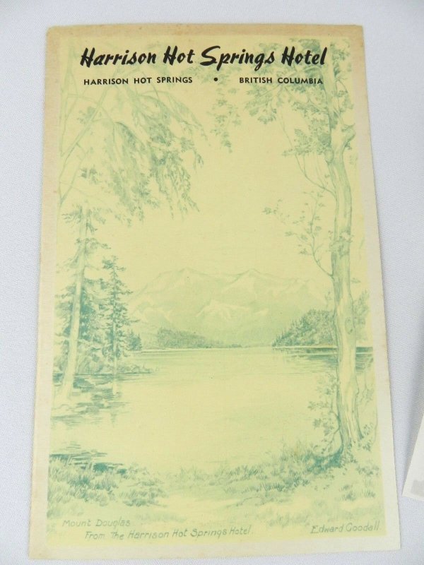 Harrison Hot Springs Menu Brochure British Columbia Letter & Envelope 1948 