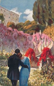 Romantic couple love idyll painting Arcangelo Salvarani au pays des reves