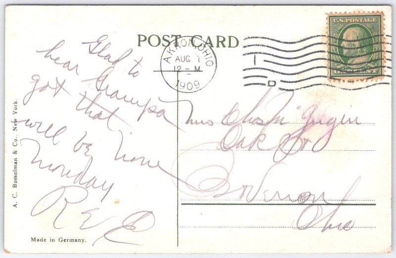 1909 German-American Building Akron, Ohio Postcard A. C. Bosselman