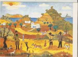 lThe Hunt by Ingeborg Gauger  Modern  Spanish Naive Painting postcard