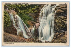 1949 Soco Falls Great Smoky Mountains Waterfalls Tennessee TN Vintage Postcard