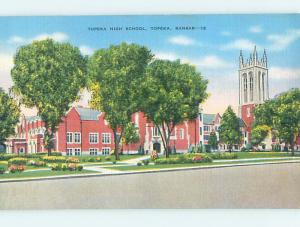 Unused Linen HIGH SCHOOL Topeka Kansas KS L9951