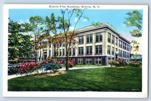 Elmira New York Postcard Elmira Free Academy Exterior View c1920 Vintage Antique