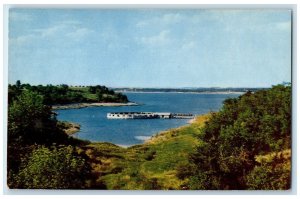 c1950 Doughnut Two Circular Rafts View Lake Texoma Oklahoma OK Unposted Postcard