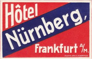Germany Frankfurt am Main Hotel Nuernberg Vintage Luggage Label sk2963