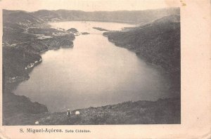 S. MIQUEL ACORES SETE CIDADES AZORES PORTUGAL GIBRALTAR STAMP POSTCARD 1903