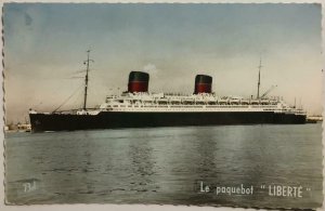 RPPC Le paquebot Liberté Le Havre Ocean Liner France 1959 Vintage Postcard