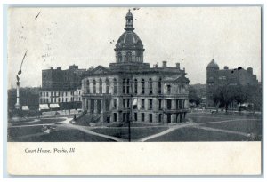 1909 Court House Exterior Building Peoria Illinois IL Vintage Antique Postcard