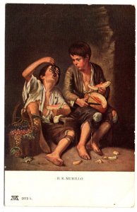 Children Eating Fruit,  Painting by B E Murillo