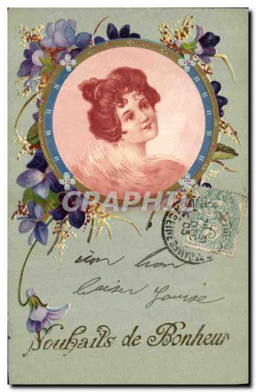 Old Postcard Fantasy Flowers Woman