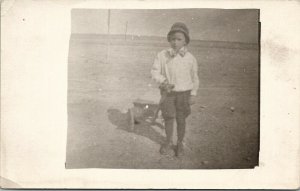 RPPC Bayard Nebraska Child With Wagon in Field Postcard V4